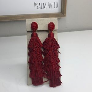 Red Multilayered ClipOn Earrings
